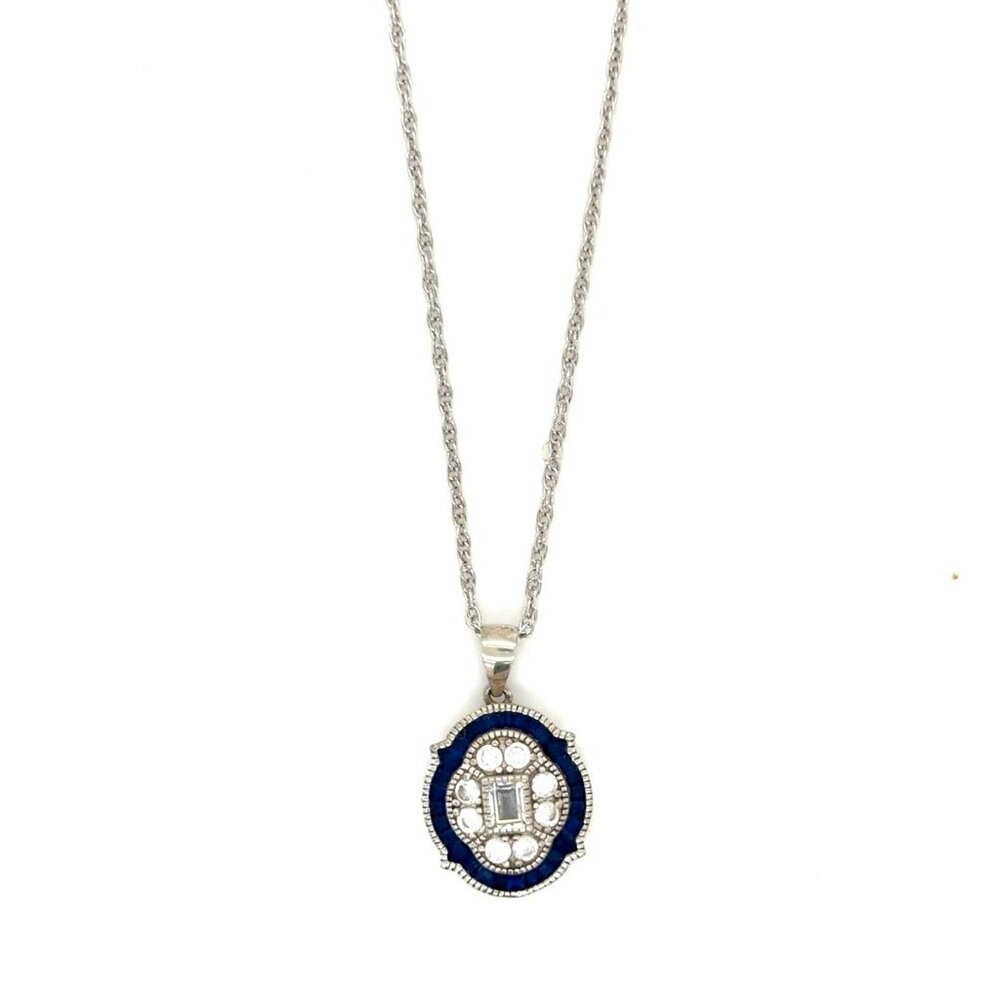 Stauer 925 Blue/White Cz Necklace‎